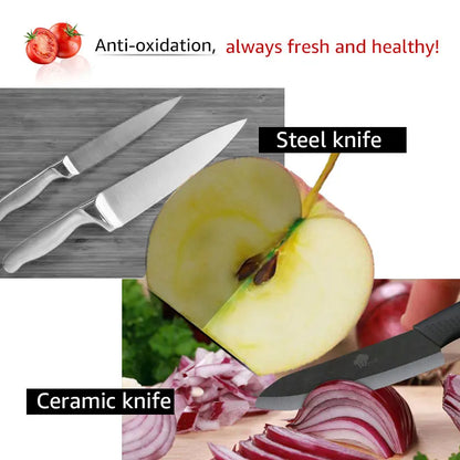 Set of Ceramic Kitchen Knives (3-6 inches) with Zirconia Blade