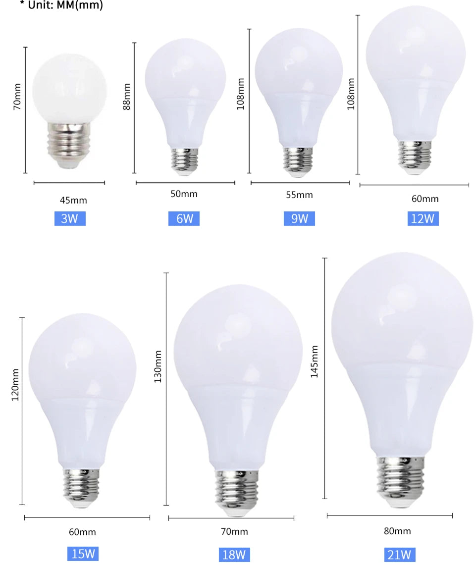 E27 LED Bulb – 3W-21W, AC 110V-240V, Cold White/Warm White Spotlight & Table Lamp