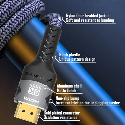 8K HDMI 2.1 Cable 48Gbps 4K@120Hz for PC/TV/PS5/RTX 3080