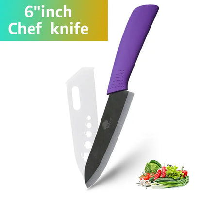 Set of Ceramic Kitchen Knives (3-6 inches) with Zirconia Blade