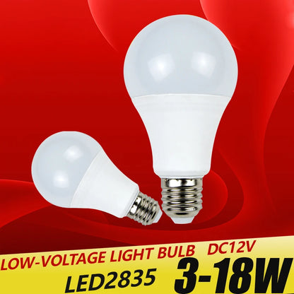 E27 LED Bulb – DC 12V, SMD 2835 Chip, 3W-18W Spot Bulb for Outdoor Lighting