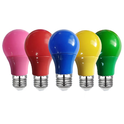 Colorful LED Bulb E27 – 3W-12W, Red, Blue, Green, Yellow, Pink, for KTV, Party & Home Decor