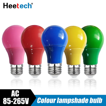 Colorful LED Bulb E27 – 3W-12W, Red, Blue, Green, Yellow, Pink, for KTV, Party & Home Decor