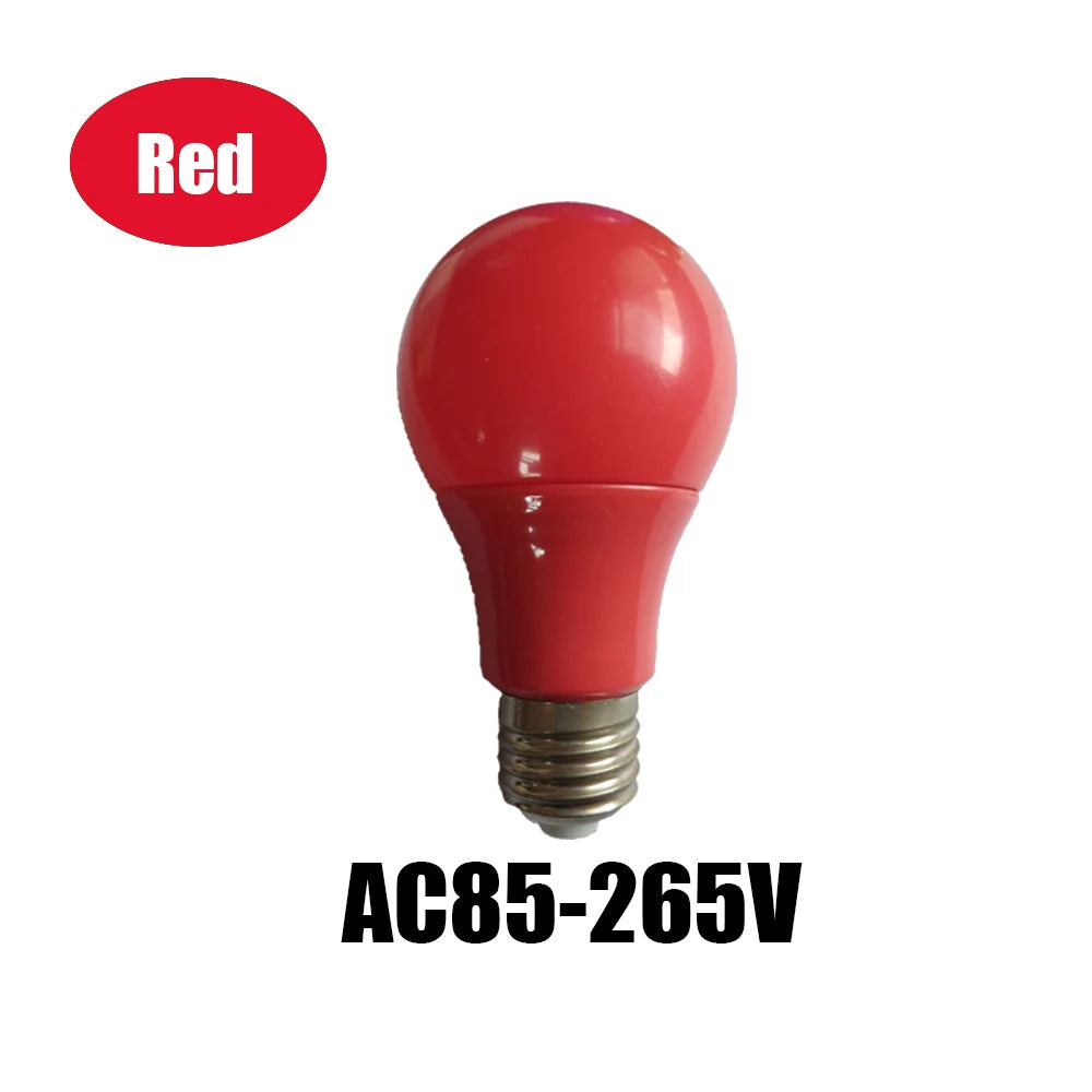 Colorful LED Bulb E27 – 3W-12W, Red, Blue, Green, Yellow, Pink, for KTV, Party & Home Decor