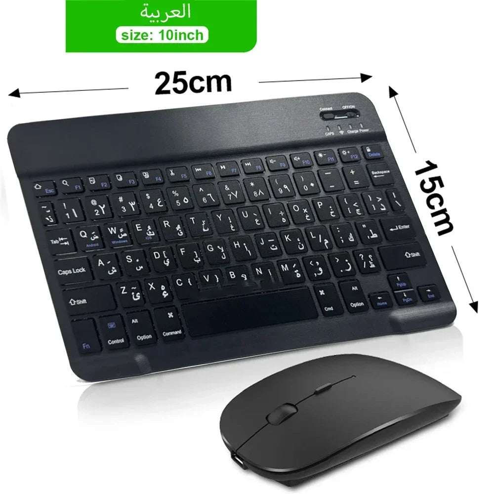 10-inch Bluetooth Wireless Keyboard for Mobile & Tablet, Rechargeable, Multi-language Support