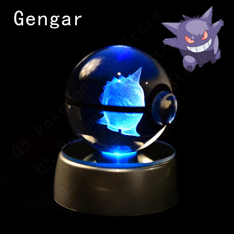 3D Crystal Pokeball Lamp – Pikachu, Mew, Gengar & More