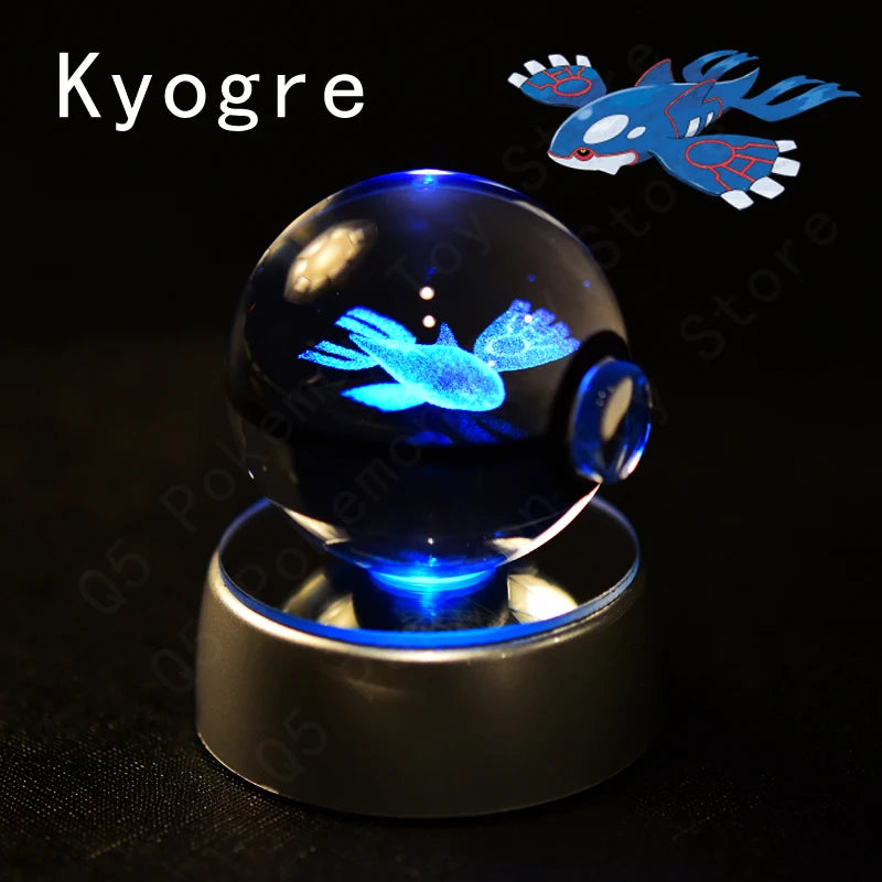 3D Crystal Pokeball Lamp – Pikachu, Mew, Gengar & More