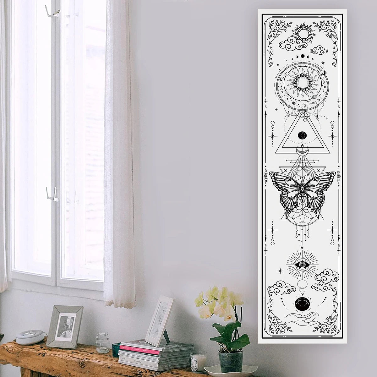 Gothic Sun & Moon Butterfly Tapestry for Aesthetic Home Decor