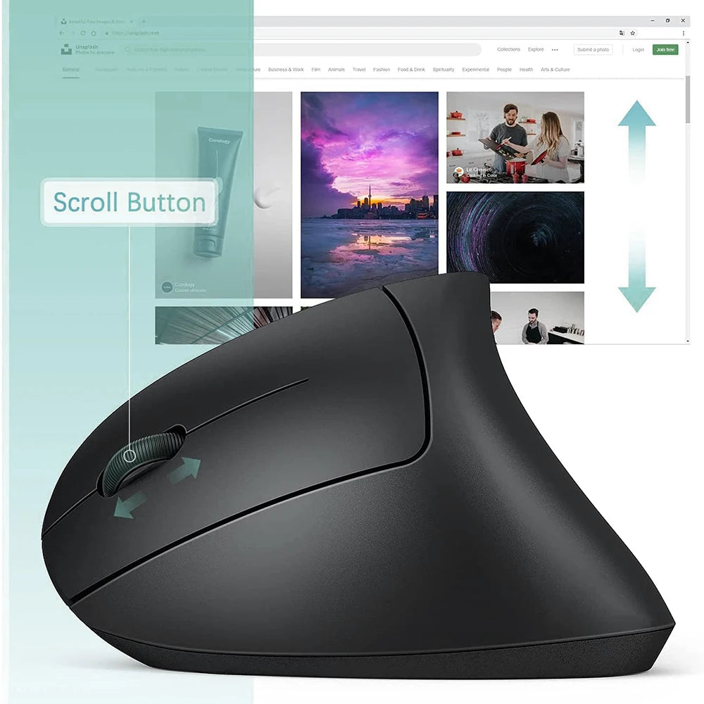 Ergonomic Vertical Wireless Mouse – 2.4GHz, 3 Adjustable DPI for PC & Laptop