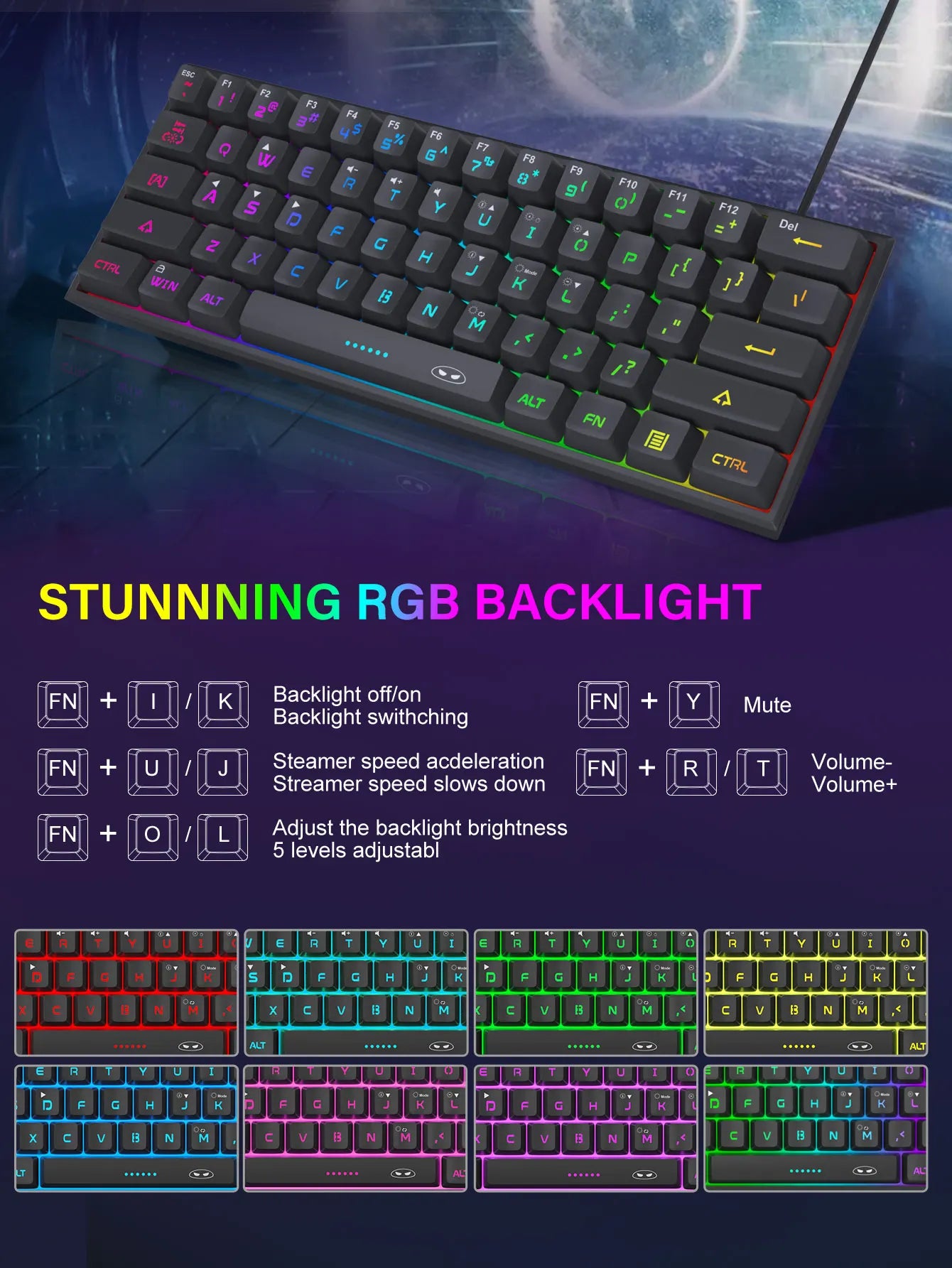 MageGee TS91 60% RGB Gaming Keyboard – Compact, Ergonomic, Waterproof