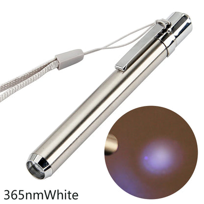 Portable UV LED Stainless Steel Flashlight Torch