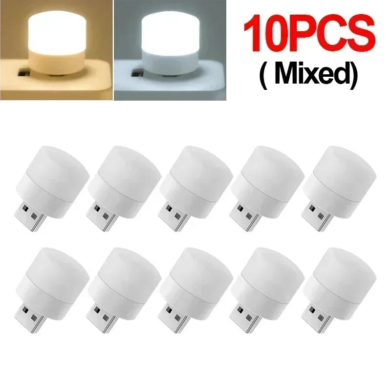 Mini USB Night Light – Warm White LED, Eye Protection for Reading, Computer & Power Bank Use