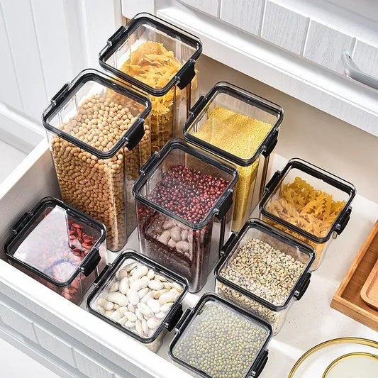 Stackable Sealed Plastic Food Storage Containers – 460-1800ml Set for Grains, Dried Fruit, Tea & More