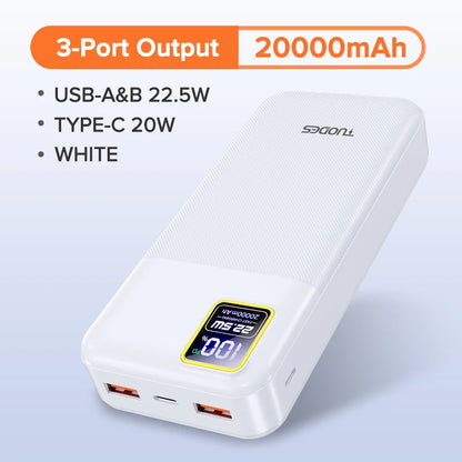 Tuodes 20000mAh Power Bank, 22.5W Fast Charging, PD20W Portable Charger