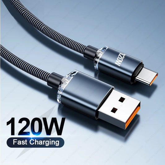 120W Type-C Super Fast Charger Cable for Samsung, Xiaomi, Huawei & More