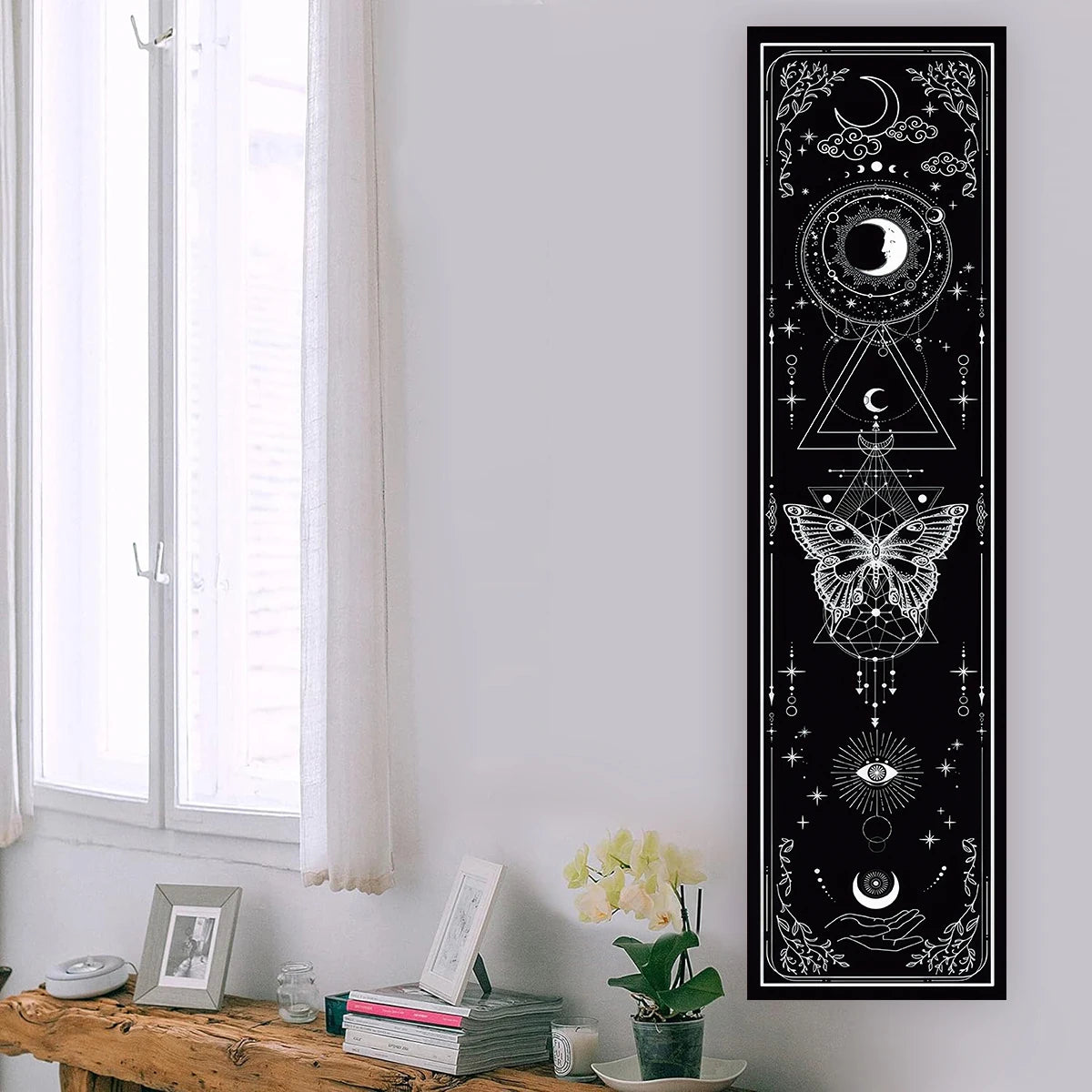 Gothic Sun & Moon Butterfly Tapestry for Aesthetic Home Decor