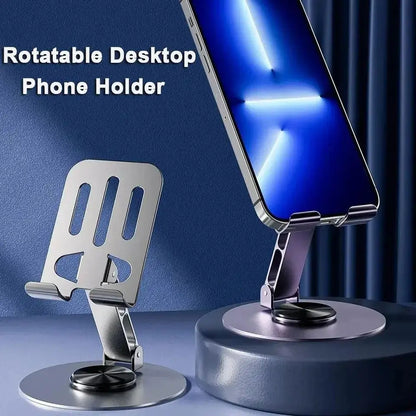 All-Metal 360° Rotating Phone Holder, Stable Folding Double-Shaft Design