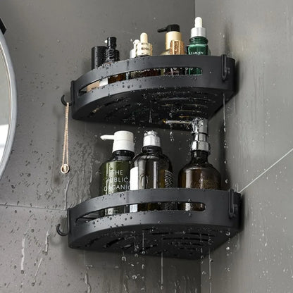 No-Punch Bathroom Shampoo & Towel Holder Shelf