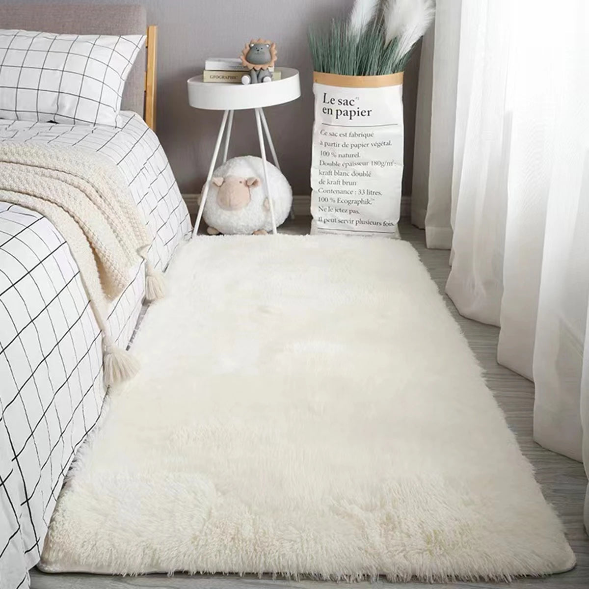 Soft Fluffy Area Rug Non-Slip Tie-Dyed Shaggy Carpet for Bedroom and Living Room