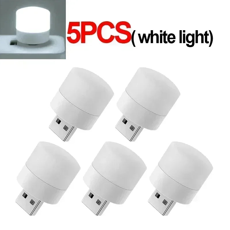 Mini USB Night Light – Warm White LED, Eye Protection for Reading, Computer & Power Bank Use