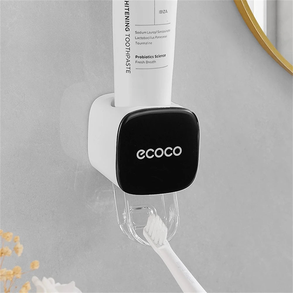 Automatic Wall-Mounted Toothpaste Dispenser & Squeezer Set