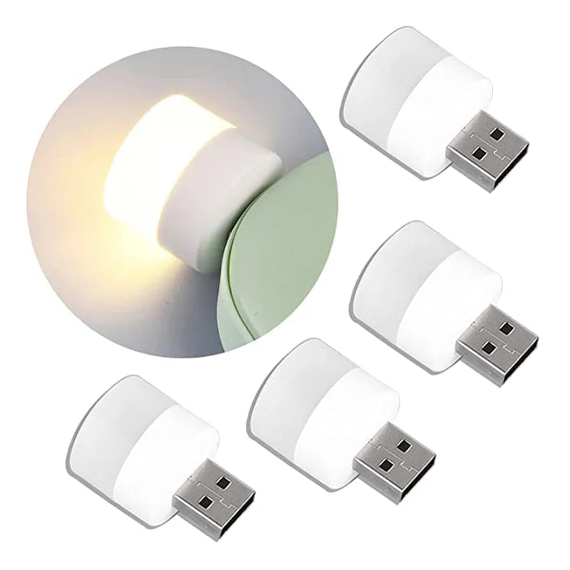 Mini USB Night Light – Warm White LED, Eye Protection for Reading, Computer & Power Bank Use