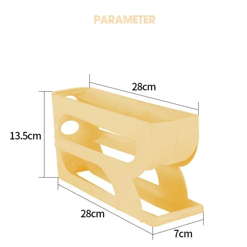 3/4-Layer Rolling Egg Storage Box – Automatic Slide Rack for Refrigerator Side Door