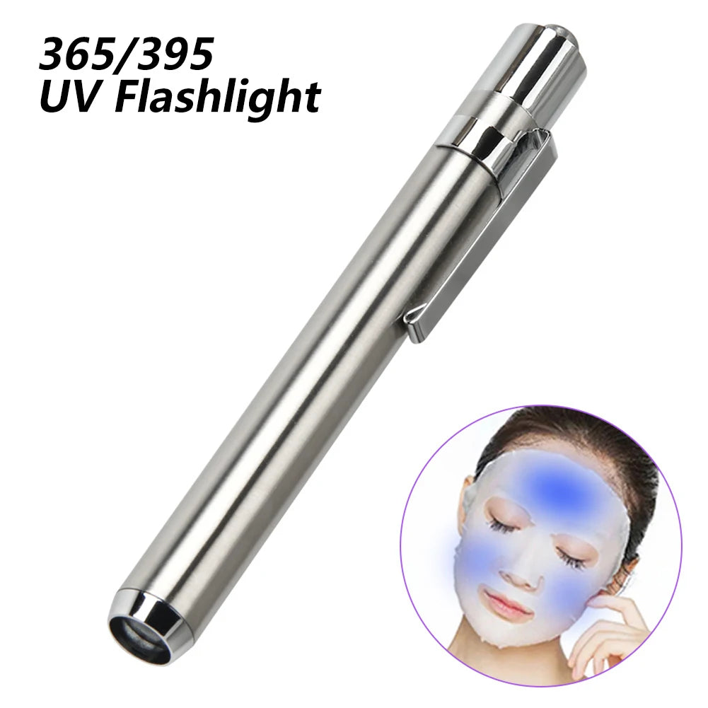 Portable UV LED Stainless Steel Flashlight Torch