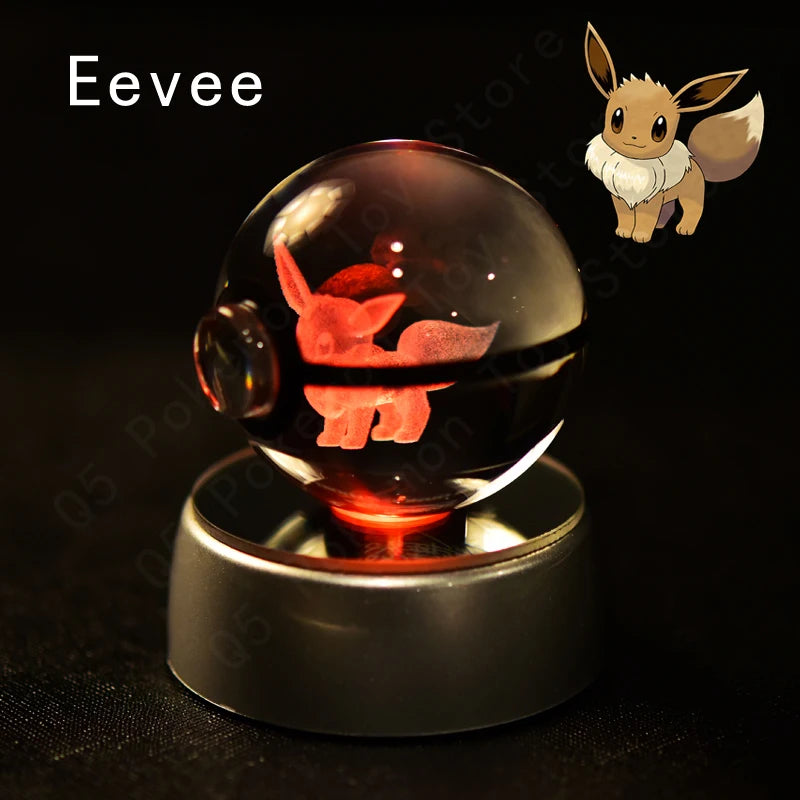 3D Crystal Pokeball Lamp – Pikachu, Mew, Gengar & More