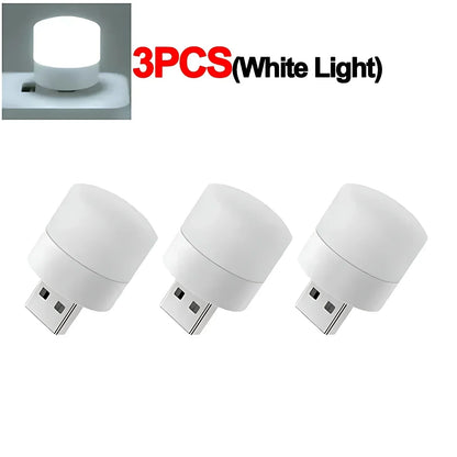 Mini USB Night Light – Warm White LED, Eye Protection for Reading, Computer & Power Bank Use