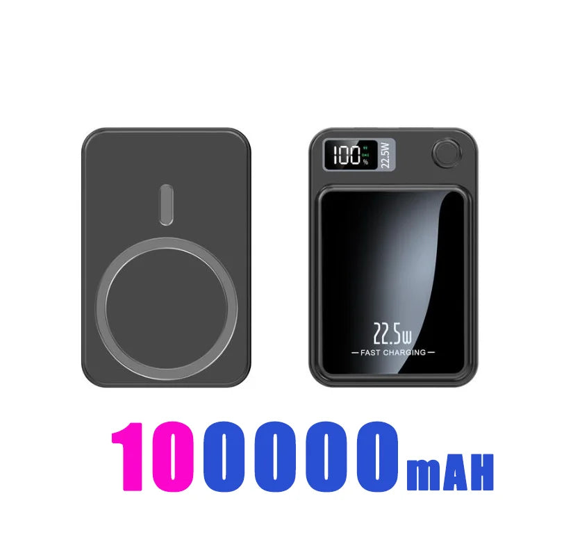 100000mAh Magnetic Wireless Power Bank, 22.5W Fast Charging for iPhone, Samsung, Xiaomi