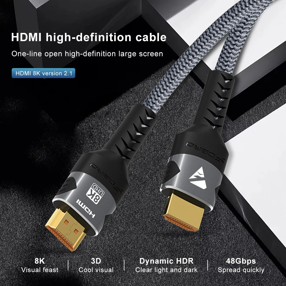 8K HDMI 2.1 Cable 48Gbps 4K@120Hz for PC/TV/PS5/RTX 3080