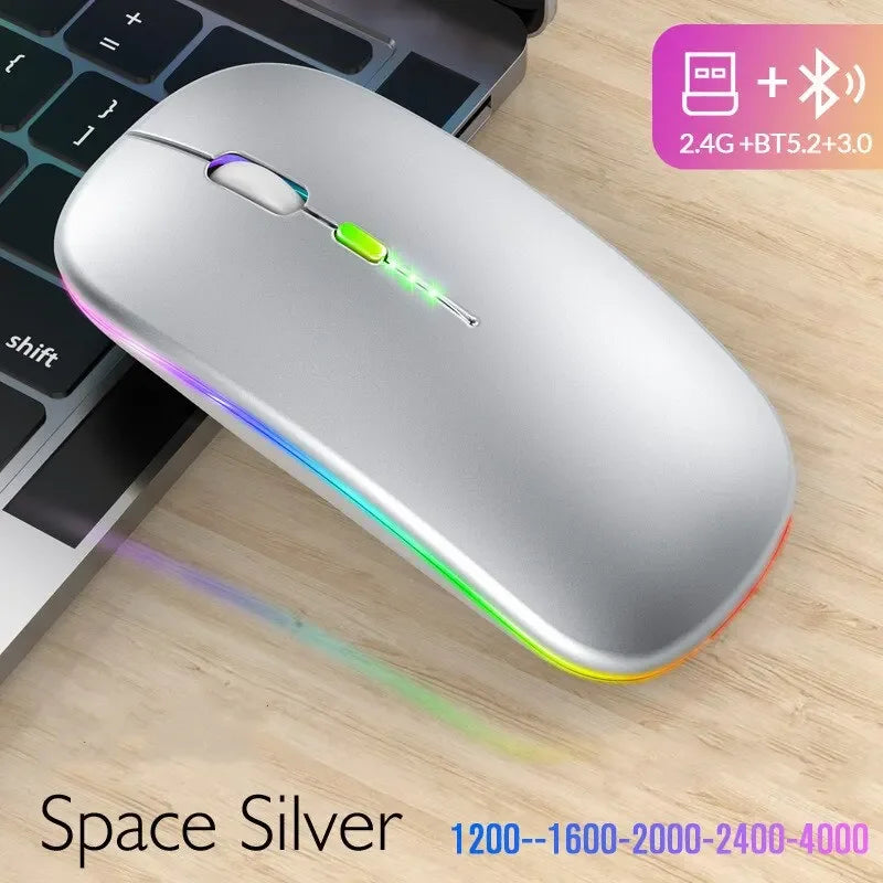 Bluetooth Wireless Mouse for MacBook – Rechargeable & Mute Gaming Mouse