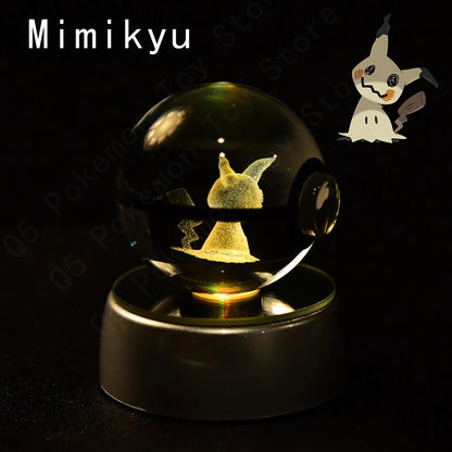 3D Crystal Pokeball Lamp – Pikachu, Mew, Gengar & More