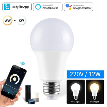 Cozylife WiFi Smart LED Bulb – 12W-20W, E27, Cold & Warm Indoor Light, Alexa & Google Home Control, Dimming & Timing via APP