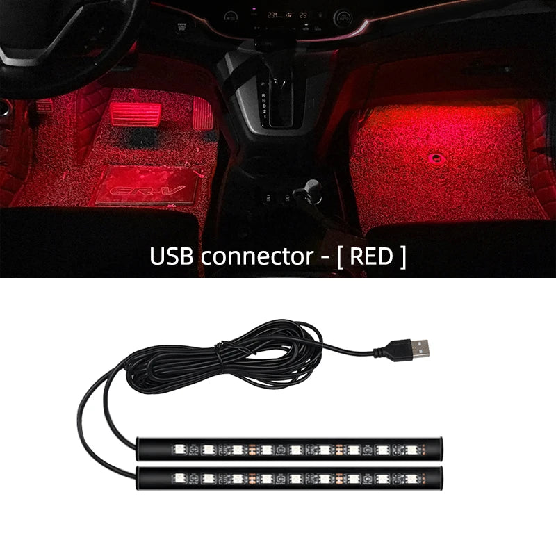 LED Car Ambient Footwell Light – USB Powered Neon Atmosphere Lamp