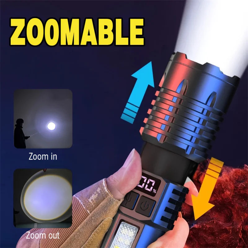 High Power Rechargeable LED Flashlight with Side Light