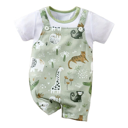 Infant Zoo Animal Print Romper – Short Sleeve Baby Bodysuit