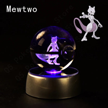 3D Crystal Pokeball Lamp – Pikachu, Mew, Gengar & More