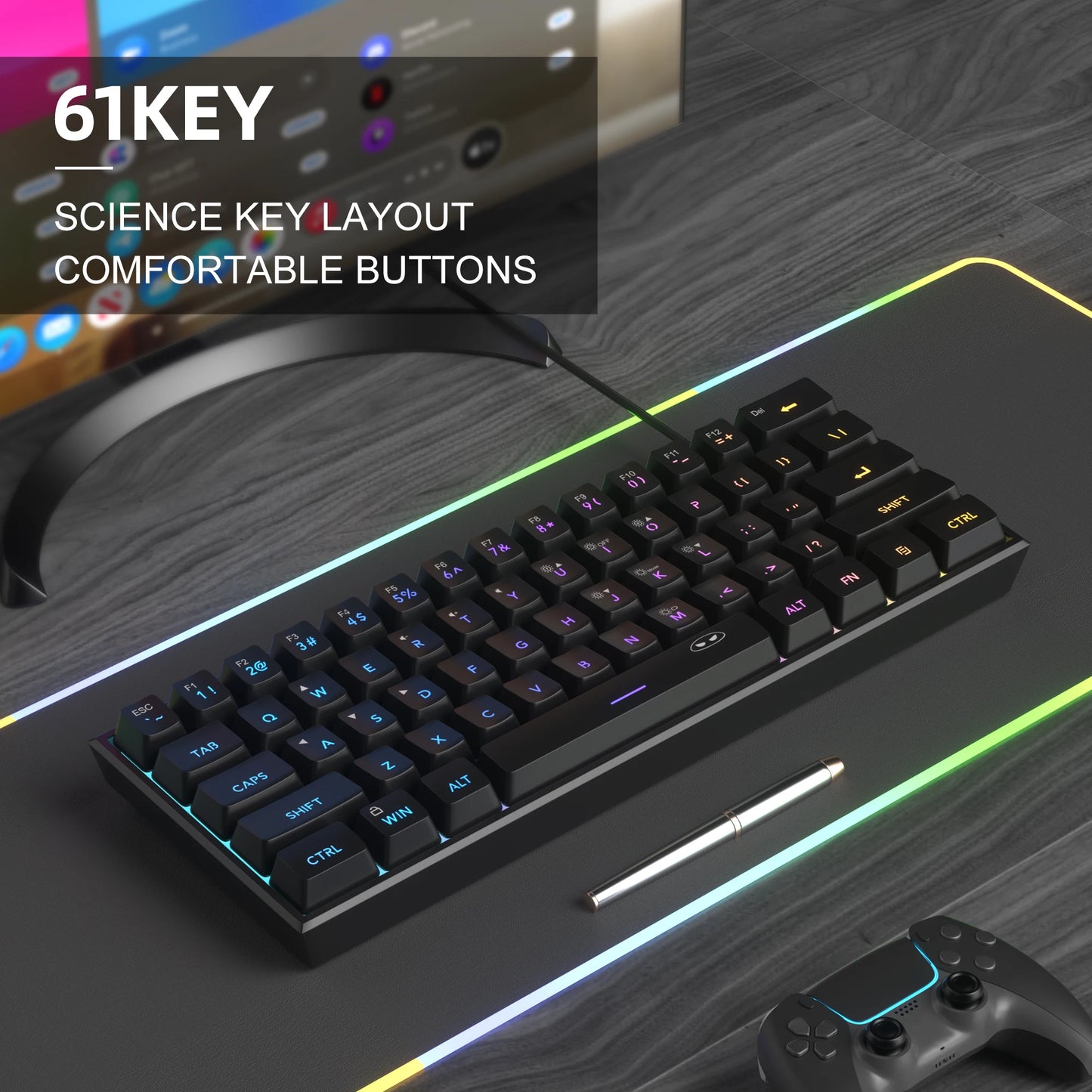 MageGee TS91 60% RGB Gaming Keyboard – Compact, Ergonomic, Waterproof