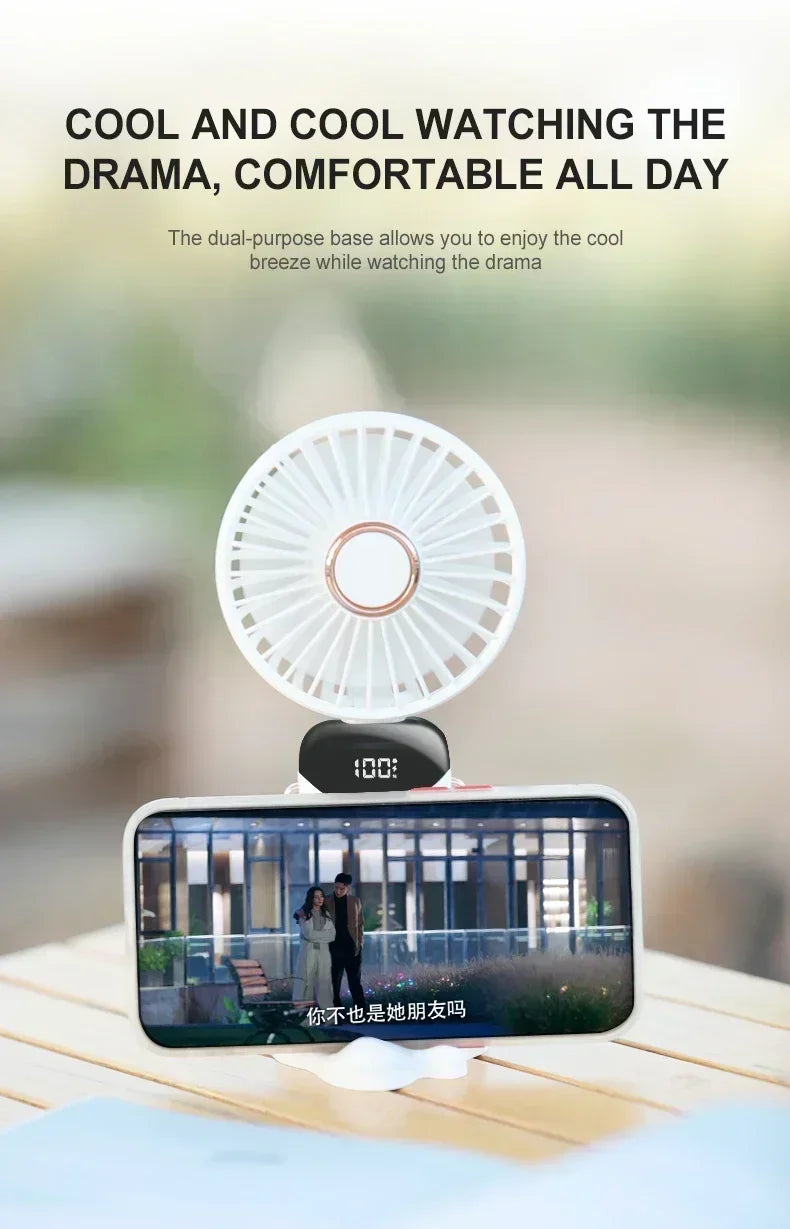 Portable Rechargeable Neck Fan with USB & Cooling Blades