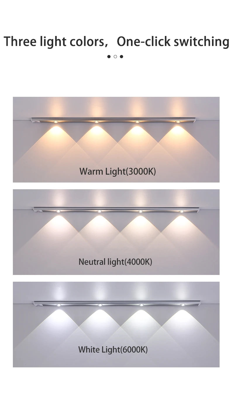 PZSUNLY USB Rechargeable Motion Sensor LED Cabinet Light – Kitchen & Wardrobe Lighting (20cm-80cm)