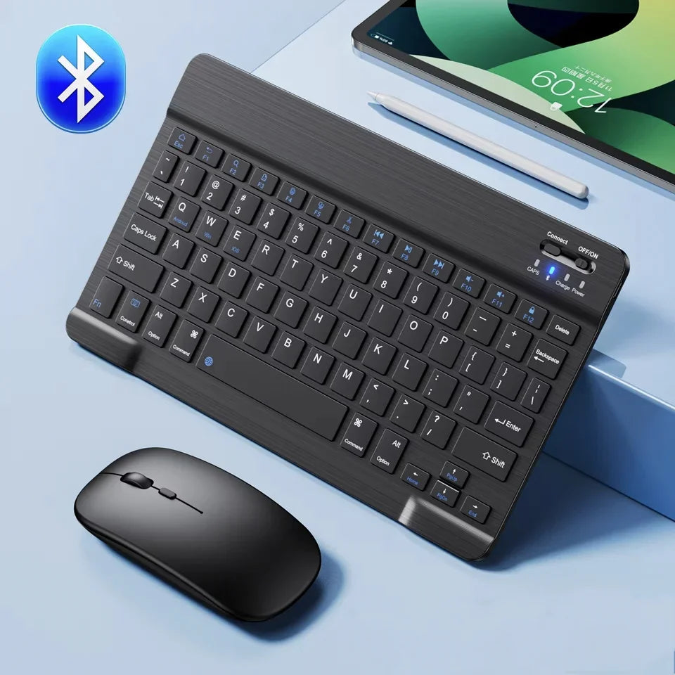 10-inch Bluetooth Wireless Keyboard for Mobile & Tablet, Rechargeable, Multi-language Support