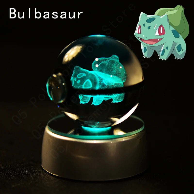 3D Crystal Pokeball Lamp – Pikachu, Mew, Gengar & More