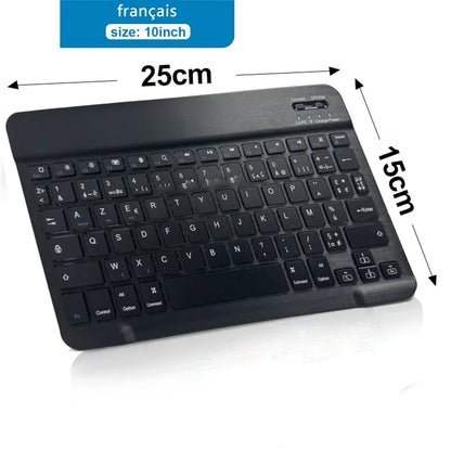 10-inch Bluetooth Wireless Keyboard for Mobile & Tablet, Rechargeable, Multi-language Support