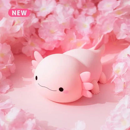 Cute Axolotl Night Light – Soft Silicone, Touch Control, USB Rechargeable Nursery Lamp