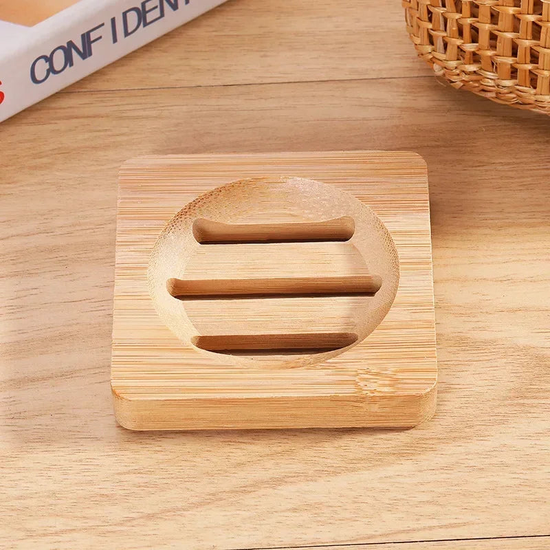 Natural Bamboo Soap Dish Holder with Drainage for Bathroom