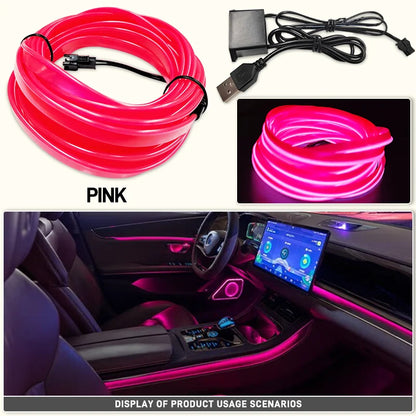 3M Car LED Neon Strip – USB Ambient Light for DIY Auto Decor