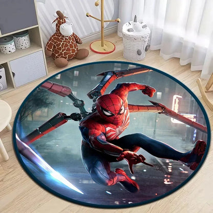 Spiderman Round Non-Slip Carpet for Kids’ Room and Play Area