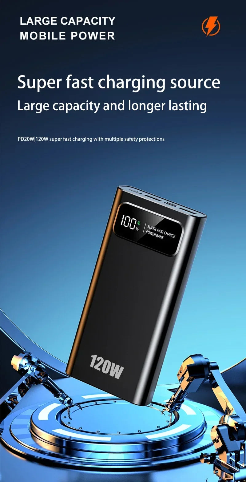 200,000mAh Power Bank – 120W Fast Charging for iPhone, Samsung, Xiaomi & More